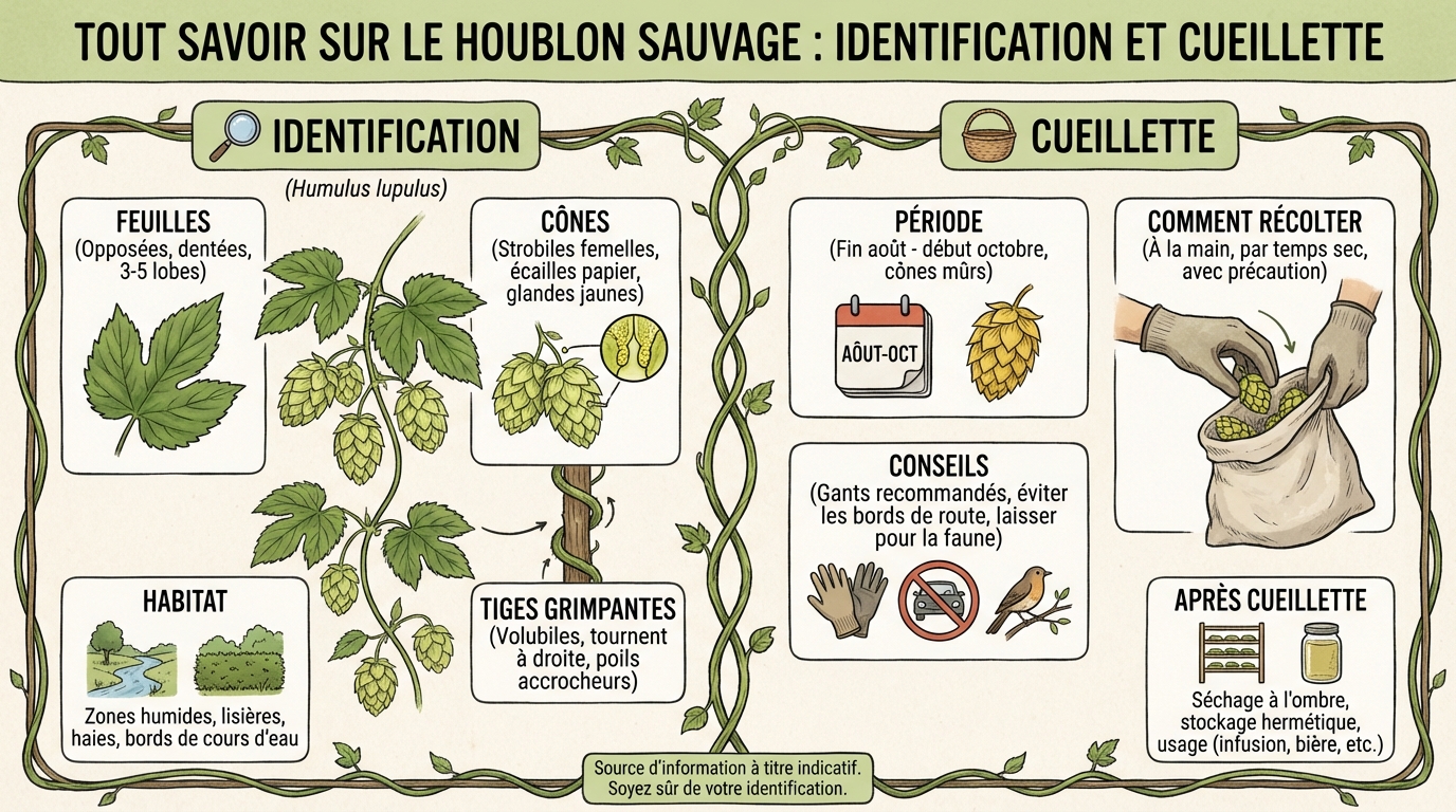 Alles über wilden Hopfen: Bestimmung und Ernte 1 Où et quand cueillir le houblon sauvage ?