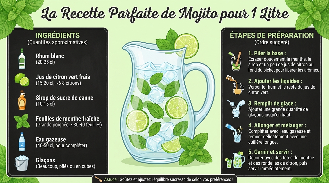 Das perfekte Mojito-Rezept für 1 Liter 1 Zubereitungsschritte