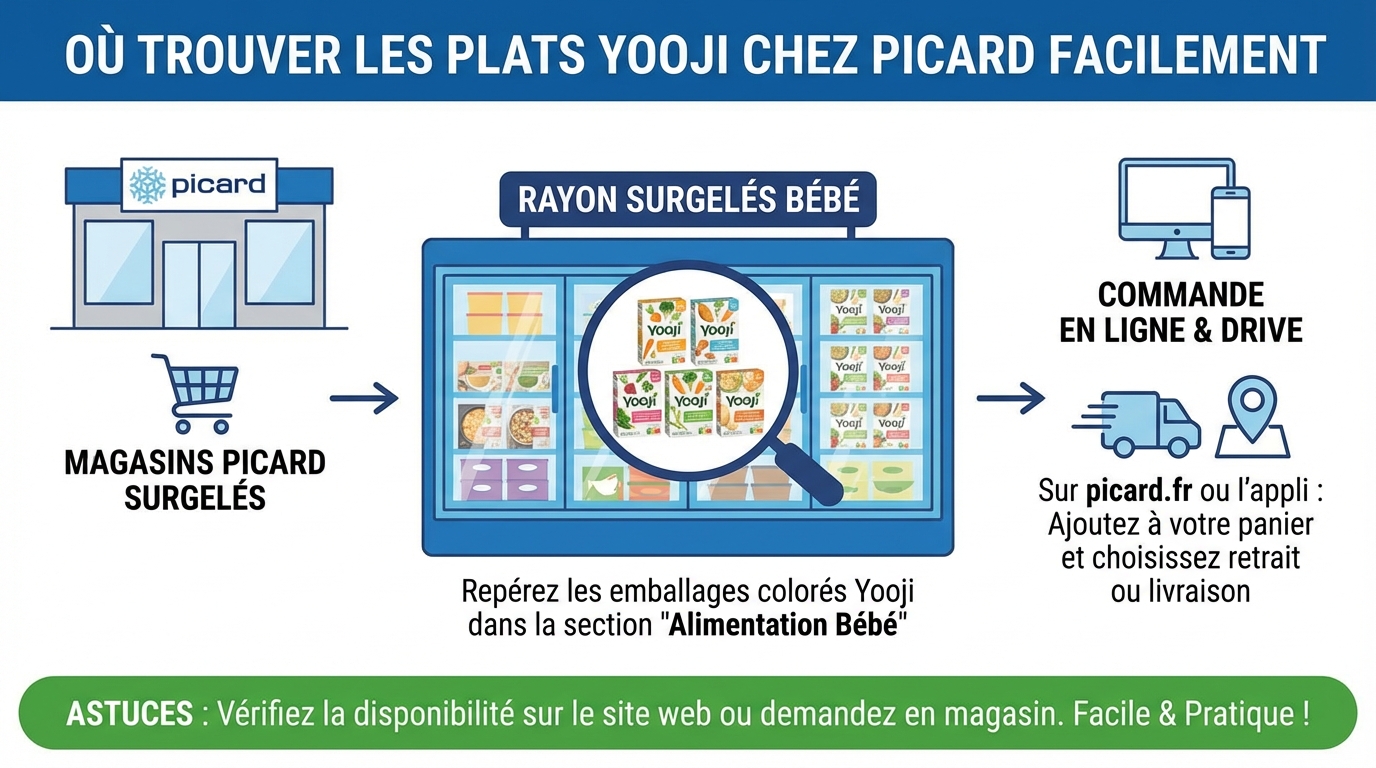 Wo Sie Yooji-Babynahrung bei Picard ganz einfach finden 1 Produits disponibles chez Picard